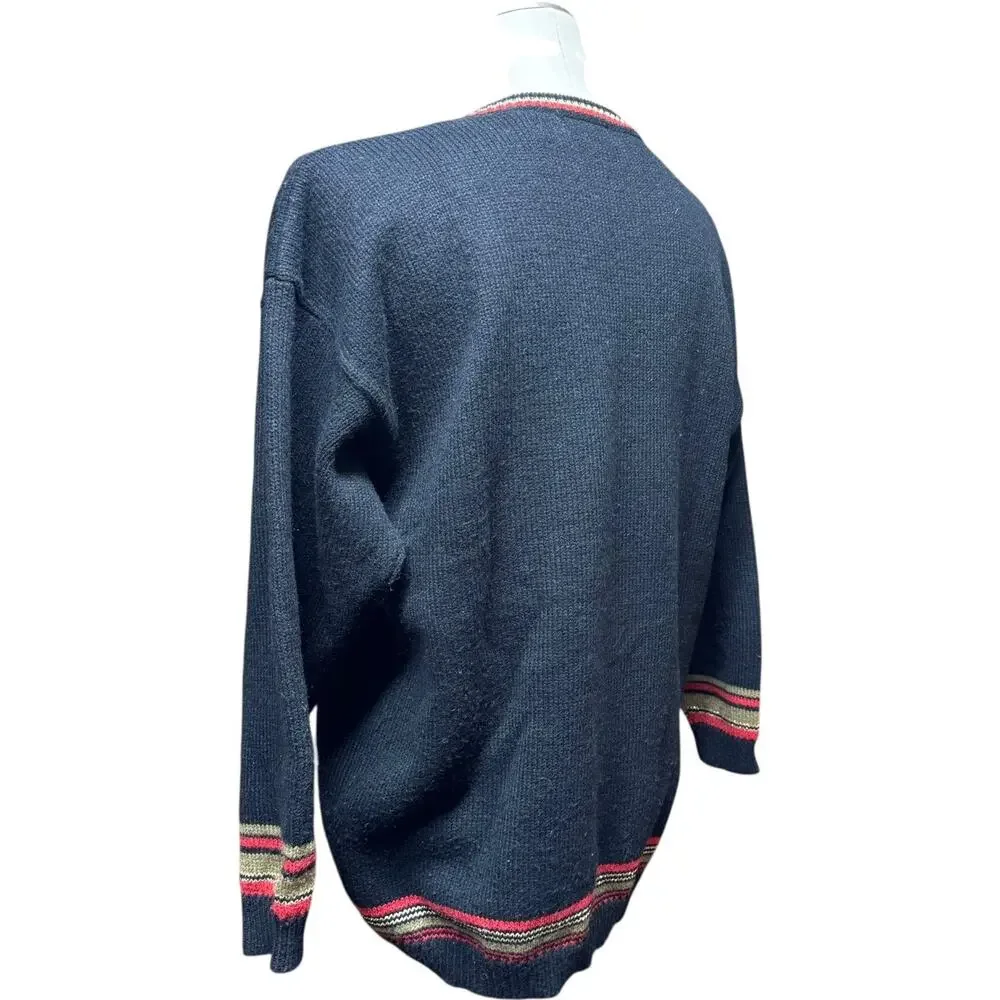 Sue Brett Collection Vintage Tassel Sweater Black Red Gold Silver Medium